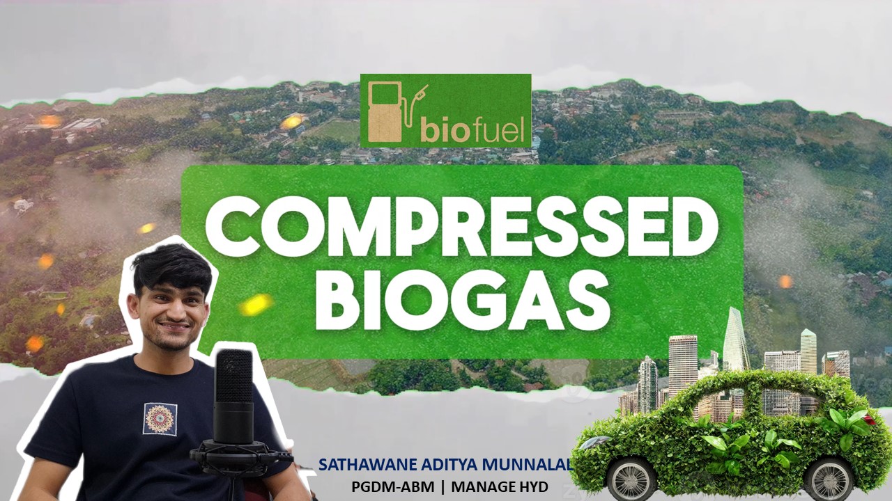 Compressed Biogas video case study thumbnail featuring Aditya Sathawane explaining renewable energy.
